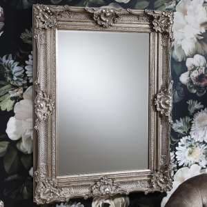 Stratton Rectangular Wall Mirror In Silver Frame - UK