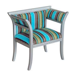 Striped Multicolour Courtiers Chair With Wooden Frame
