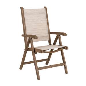 Strox Outdoor Barley Wooden Sling Recliner Armchair In Chestnut