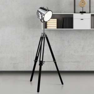 Studio Chrome Shade Adjustable Floor Lamp In Black - UK