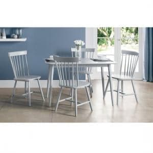 Takiko Wooden Dining Table Rectangular In Grey With 4 Chairs