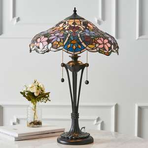 Sullivan Medium Tiffany Glass Table Lamp In Dark Bronze