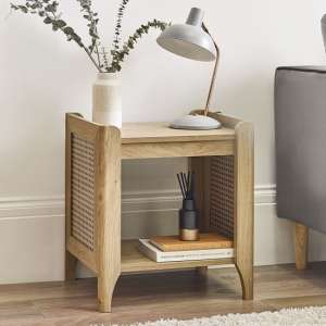 Sumter Wooden Lamp Table With Removable Shelf In Oak - UK