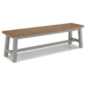 Sunburst Wooden Dining Bench In Grey And Solid Oak - UK