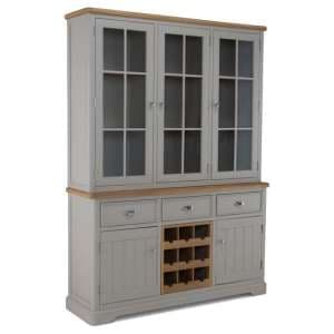 Sunburst Wooden Display Cabinet In Grey And Solid Oak