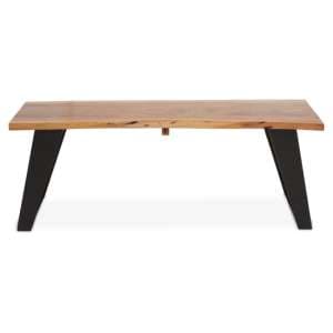 Surah Wooden Coffee Table With Black Metal Base In Natural - UK
