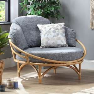Surgut Rattan Snug Chair In Natural With Earth Grey Cushion - UK