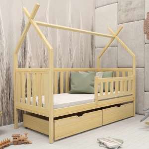 Suva Storage Wooden Single Bed In Pine With Bonnell Mattress - UK
