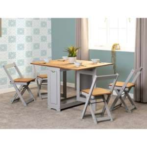 Suva Wooden Butterfly Dining Table With 4 Chairs In Slate Grey - UK