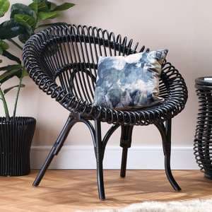 Suzano Natural Rattan Wicker Chair In Black