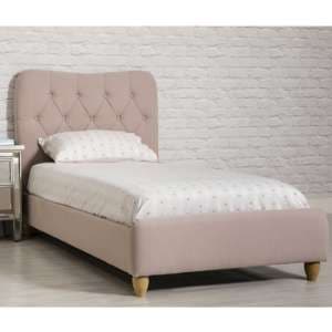 Suzie Fabric Upholstered Single Bed In Blush Pink