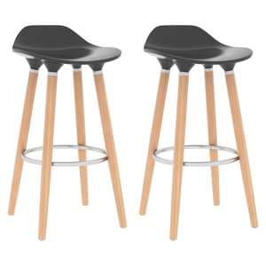 Swara Anthracite ABS Bar Chairs With Wooden Legs In A Pair - UK