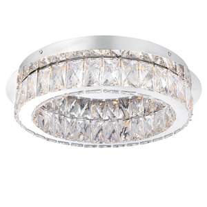 Swayze LED Acrylic Crystals Flush Ceiling Light In Chrome - UK