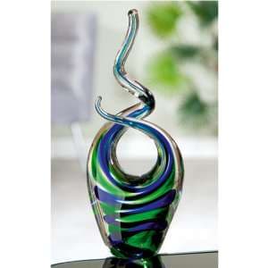 Swirl Glass Design Sculpture In Blue And Green
