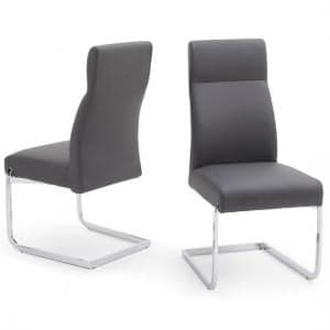 Darwen Cantilever Dining Chair In Grey Faux Leather In A Pair - UK