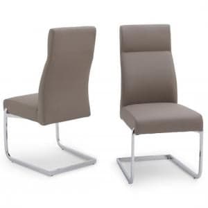 Darwen Cantilever Dining Chair In Taupe Faux Leather In A Pair