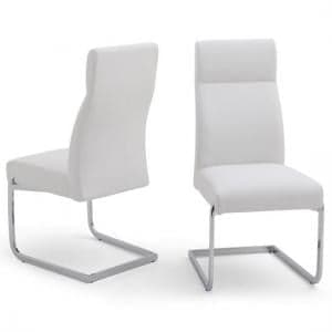 Darwen Cantilever Dining Chair In White Faux Leather In A Pair - UK