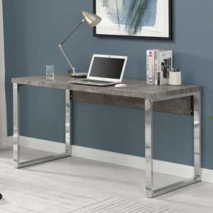 Sydney Wooden Laptop Desk In Concrete Effect With Chrome Frame