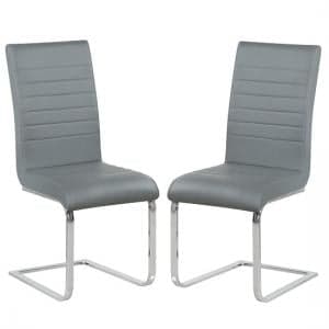 Symphony Grey Faux Leather Dining Chairs In Pair