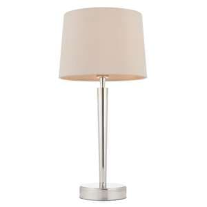 Syon USB Mink Fabric Table Lamp In Bright Nickel - UK