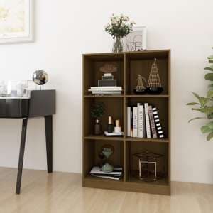 Taban Pinewood Bookcase With 6 Shelves In Honey Brown - UK