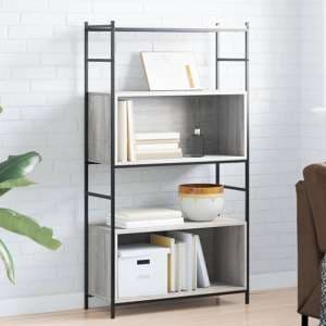 Tacey Wooden Bookcase With 2 Large Shelves In Grey Sonoma Oak - UK