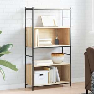 Tacey Wooden Bookcase With 2 Large Shelves In Sonoma Oak - UK