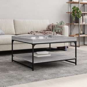 Tacey Wooden Coffee Table In Grey Sonoma Oak With Undershelf - UK