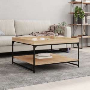 Tacey Wooden Coffee Table In Sonoma Oak With Undershelf - UK