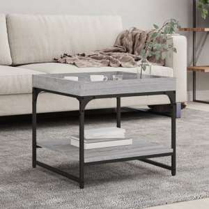 Tacey Wooden Coffee Table Square In Grey Sonoma Oak - UK