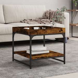 Tacey Wooden Coffee Table Square In Smoked Oak - UK