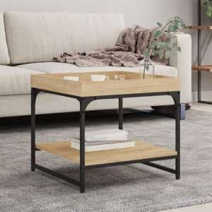 Tacey Wooden Coffee Table Square In Sonoma Oak - UK