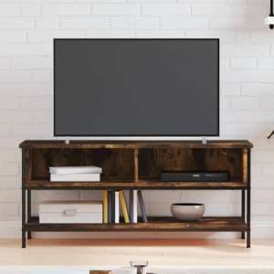 Tacey Wooden TV Stand With 2 Open Shelves In Smoked Oak - UK