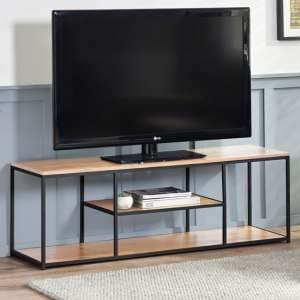 Tacita Wooden TV Stand With Shelves In Sonoma Oak - UK