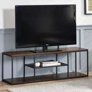 Tacita Wooden TV Stand With Shelves In Walnut - UK