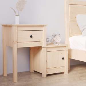Tadria Pinewood Bedside Cabinet With 1 Door 1 Drawer In Natural - UK