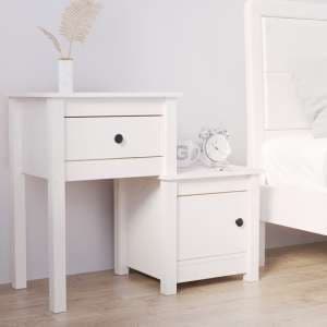 Tadria Pinewood Bedside Cabinet With 1 Door 1 Drawer In White - UK