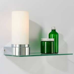 Tal White Glass Shade Wall Light With Shelf In Chrome - UK
