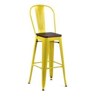 Talli Metal High Bar Chair In Yellow With Timber Seat - UK