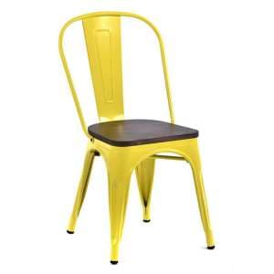 Talli Metal Side Chair In Yellow With Timber Seat - UK