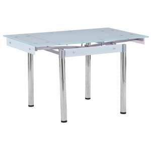 Tallis Extending White Glass Dining Table With Chrome Legs