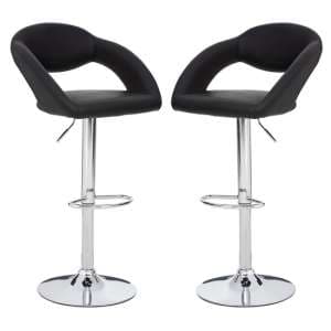 Talore Black Faux Leather Bar Chairs With Chrome Base In A Pair