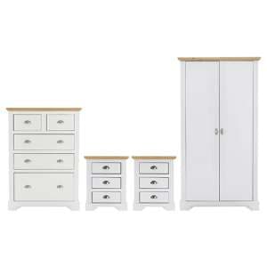 Talox Wooden 2 Doors Wardrobe Bedroom Set In White And Oak