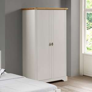 Talox Wooden Wardrobe With 2 Doors In White And Oak - UK