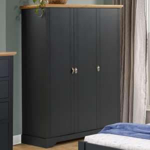 Talox Wooden Wardrobe With 3 Doors In Grey And Oak - UK