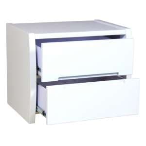 Tamsin High Gloss Bedside Cabinet With 2 Drawers In White - UK