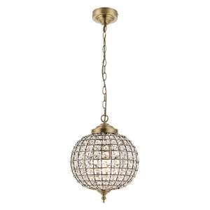 Tanaro Clear Glass Ceiling Pendant Light In Antique Brass - UK