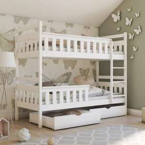 Taos Bunk Bed with Storage In White With Bonnell Mattresses