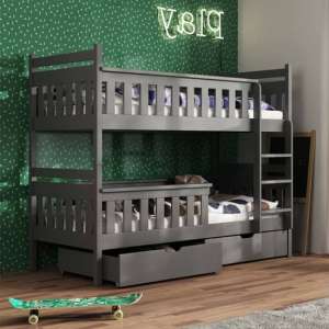 Taos Wooden Bunk Bed With Storage In Graphite - UK