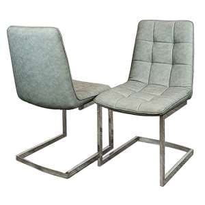 Tara Light Grey Faux Leather Dining Chairs In Pair